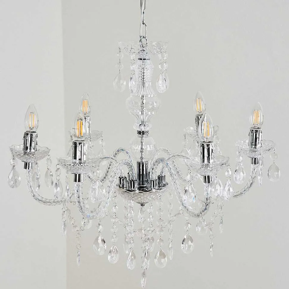 Lustre Malmback Chrome, Transparent, 6 Lumieres