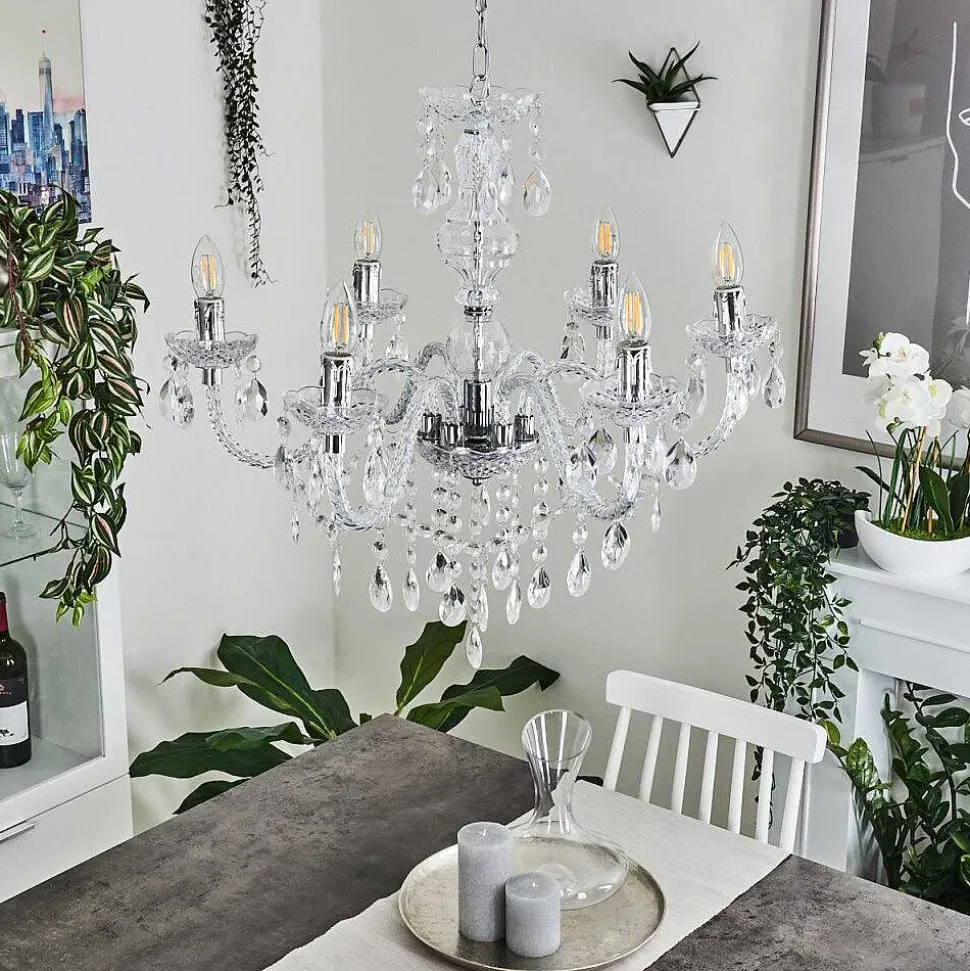 Lustre Malmback Chrome, Transparent, 6 Lumieres