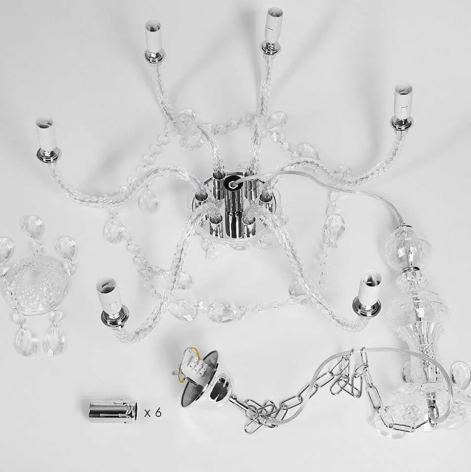 Lustre Malmback Chrome, Transparent, 6 Lumieres