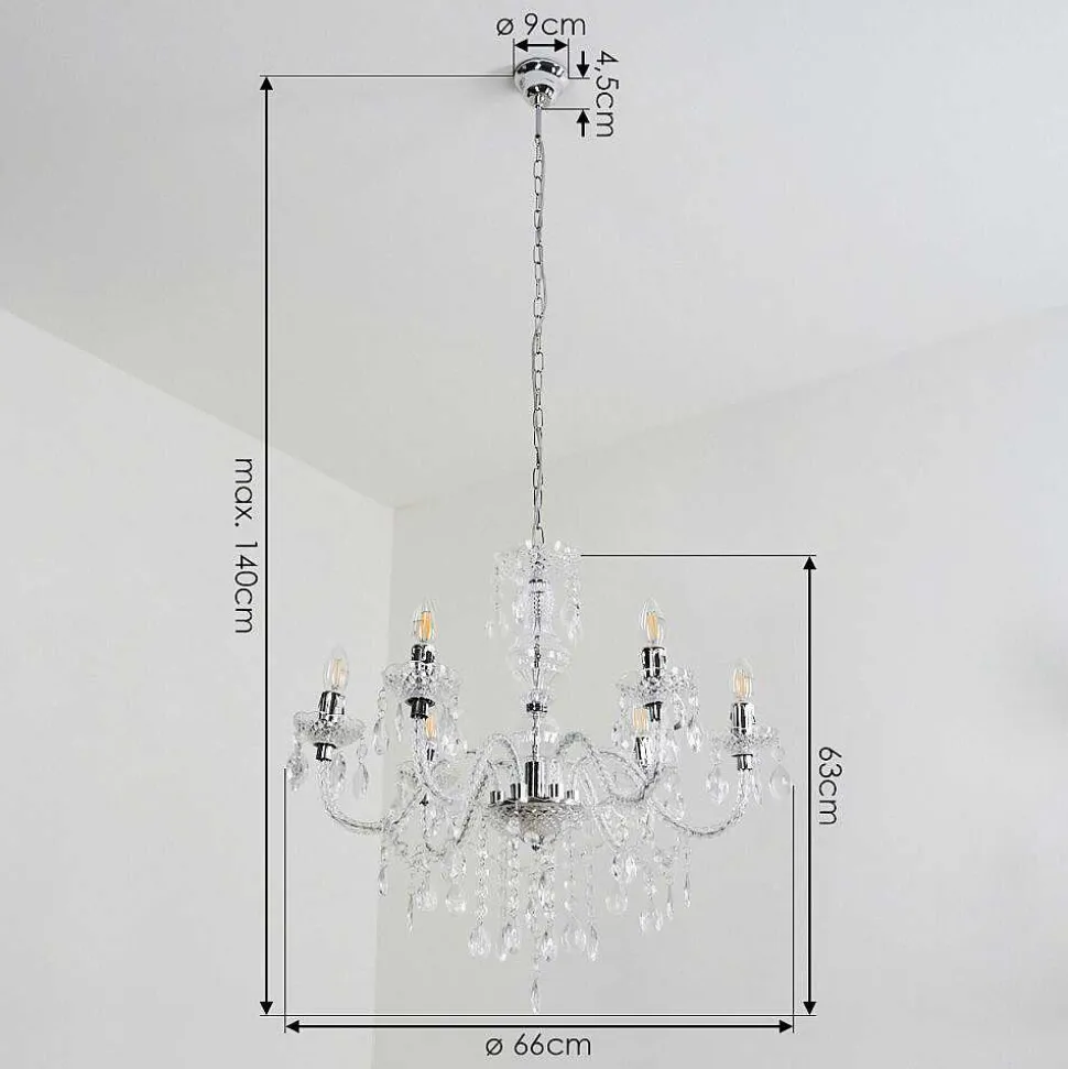 Lustre Malmback Chrome, Transparent, 6 Lumieres