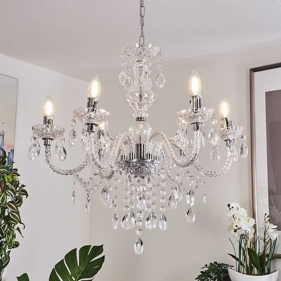 Lustre Malmback Chrome, Transparent, 6 Lumieres
