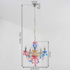 Lustre Malmback Multicolore, Chrome, 5 Lumieres