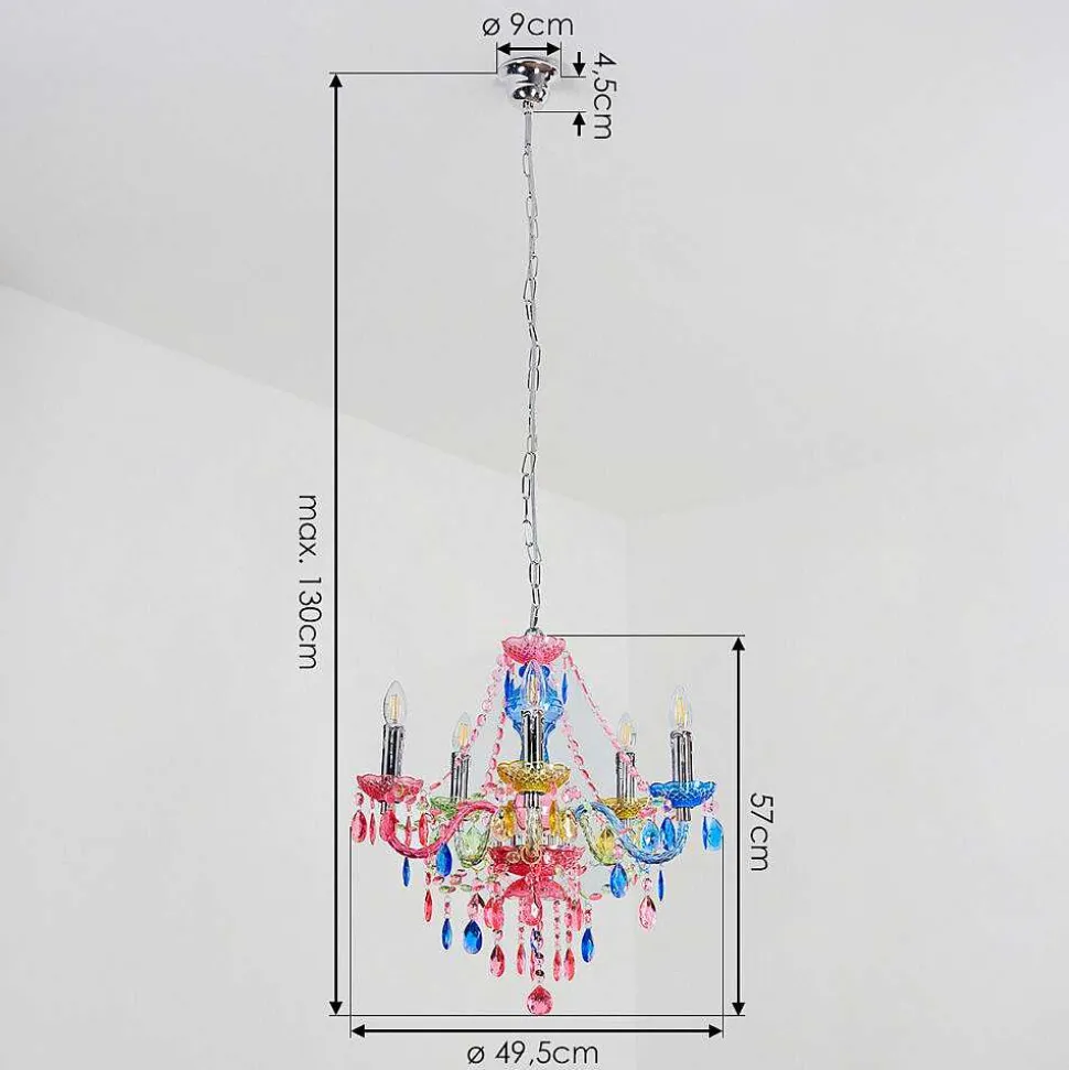 Lustre Malmback Multicolore, Chrome, 5 Lumieres