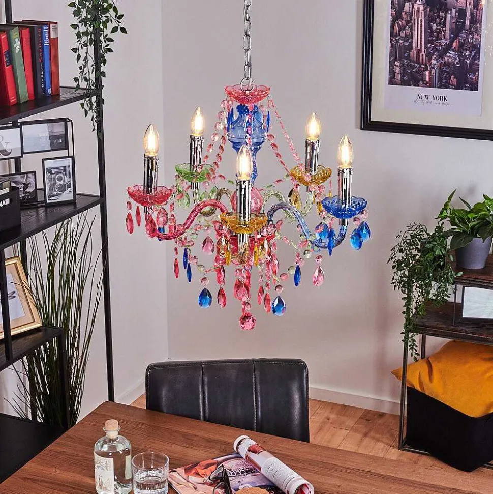 Lustre Malmback Multicolore, Chrome, 5 Lumieres