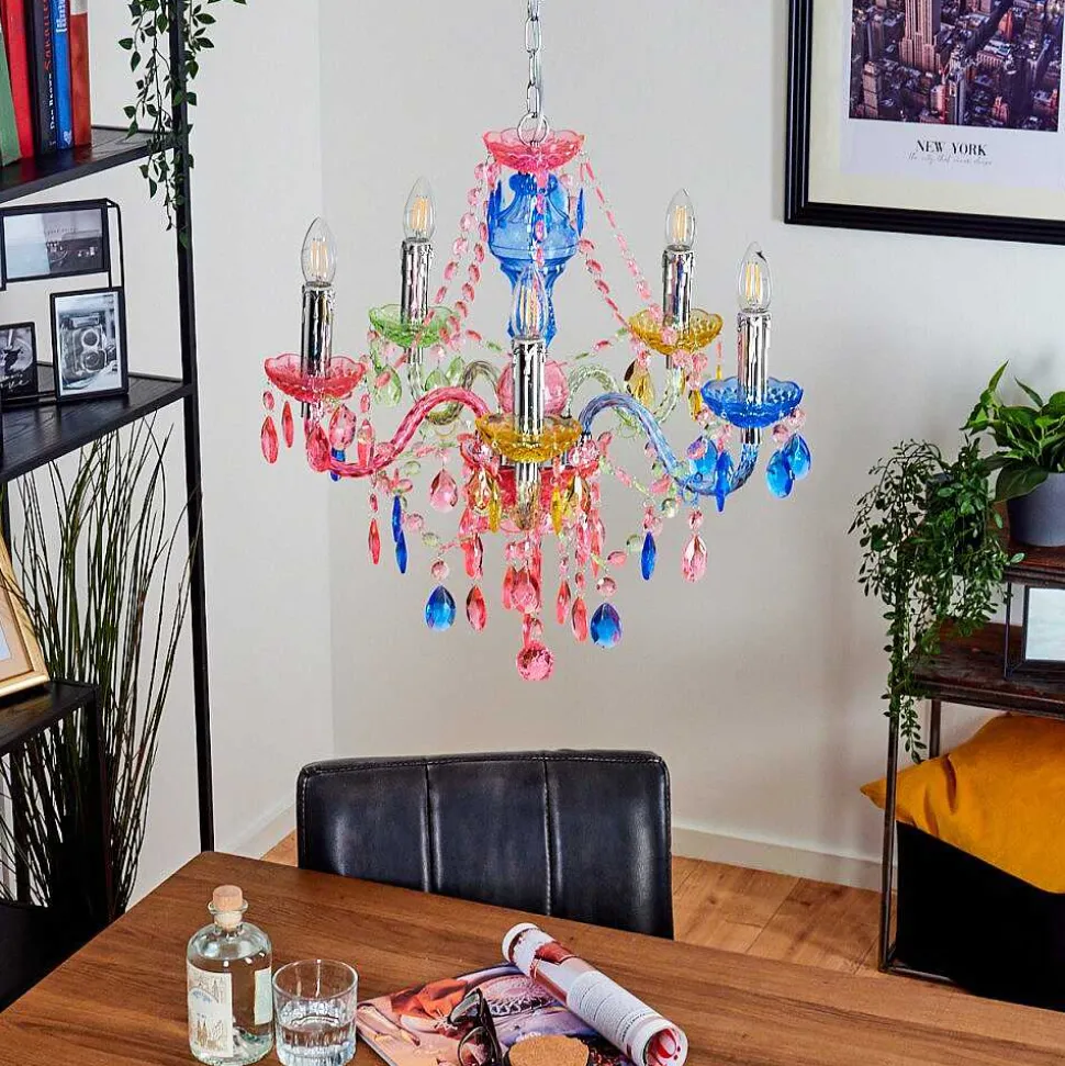 Lustre Malmback Multicolore, Chrome, 5 Lumieres