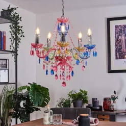 Lustre Malmback Multicolore, Chrome, 5 Lumieres