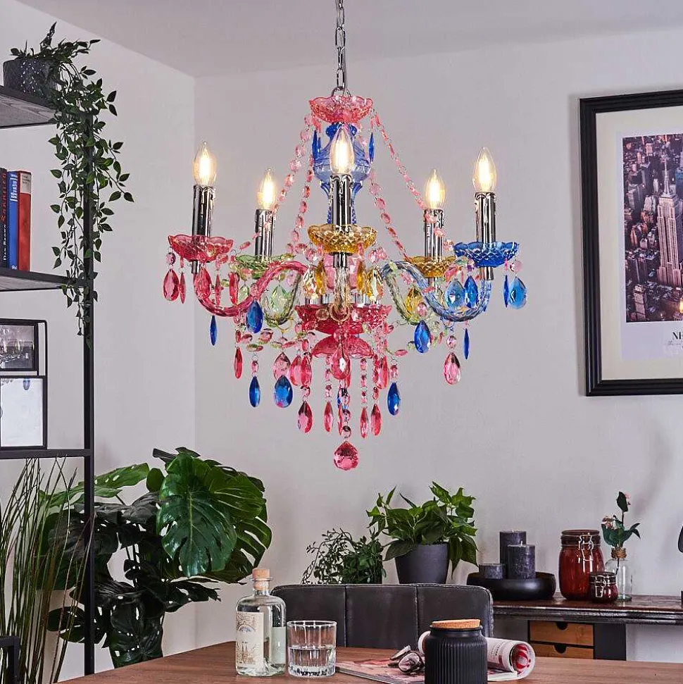 Lustre Malmback Multicolore, Chrome, 5 Lumieres