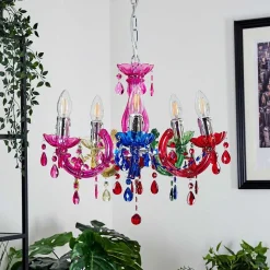 Lustre Malmback Multicolore, Chrome, 5 Lumieres