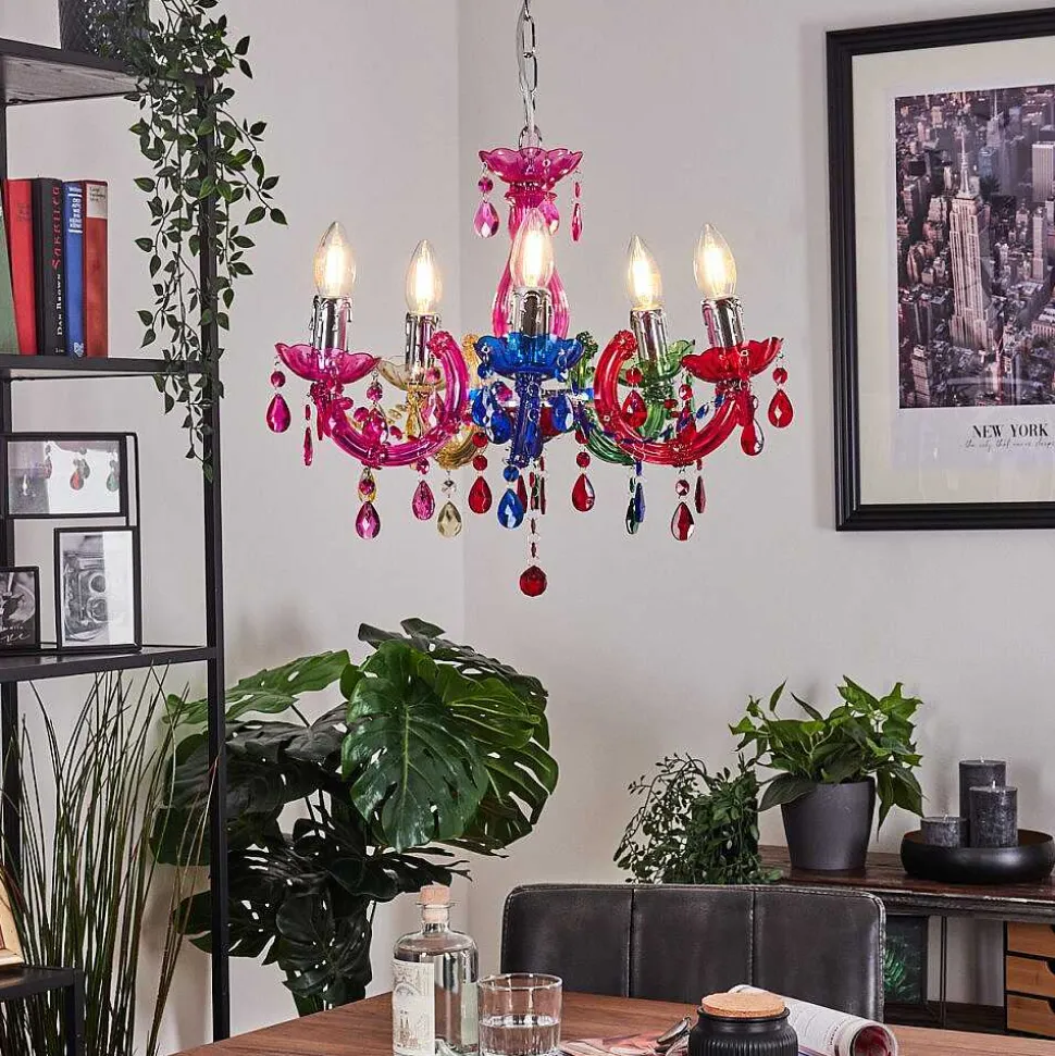 Lustre Malmback Multicolore, Chrome, 5 Lumieres