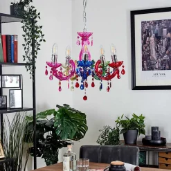 Lustre Malmback Multicolore, Chrome, 5 Lumieres