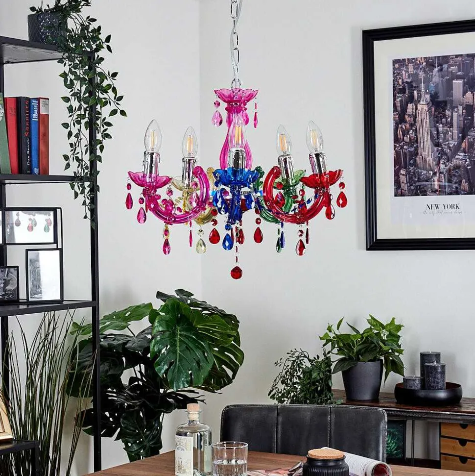 Lustre Malmback Multicolore, Chrome, 5 Lumieres