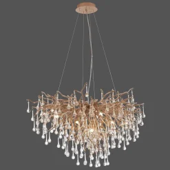 Lustre Paul Neuhaus Icicle Vieux Laiton, 10 Lumieres