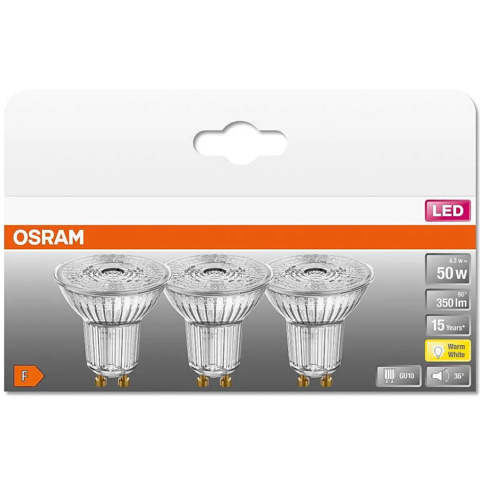 Osram Led Star Par16 Set De 3 Ampoules Gu10 4,3 Watt 2700 Kelvin 350 Lumen