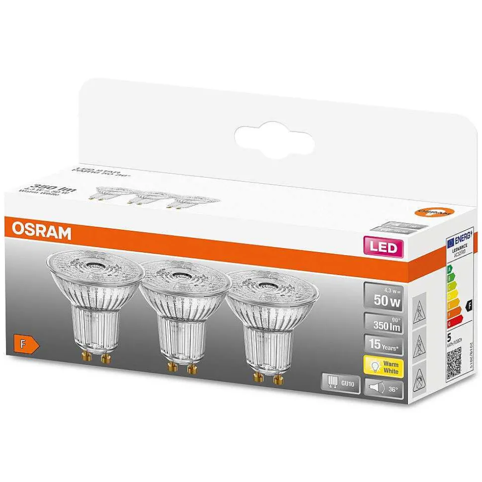 Osram Led Star Par16 Set De 3 Ampoules Gu10 4,3 Watt 2700 Kelvin 350 Lumen
