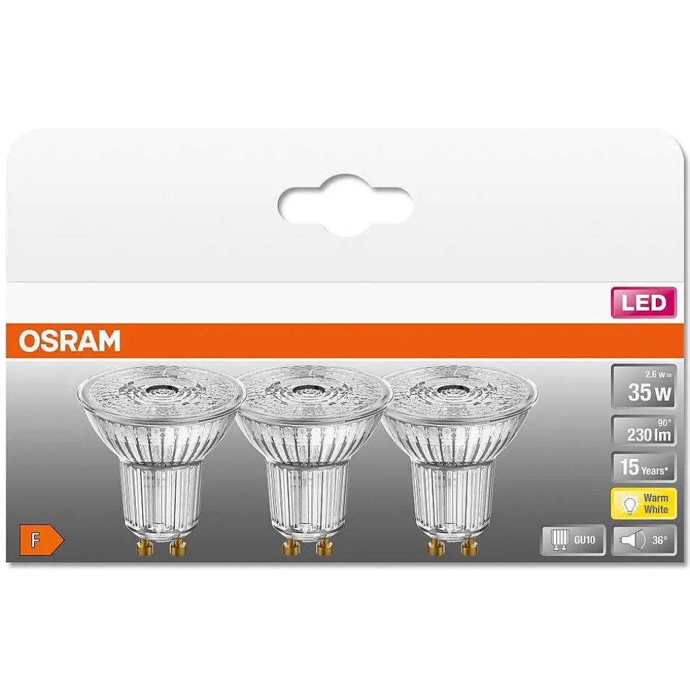 Osram Led Star Par16 Set De 3 Ampoules Gu10 2,6 Watt 2700 Kelvin 230 Lumen