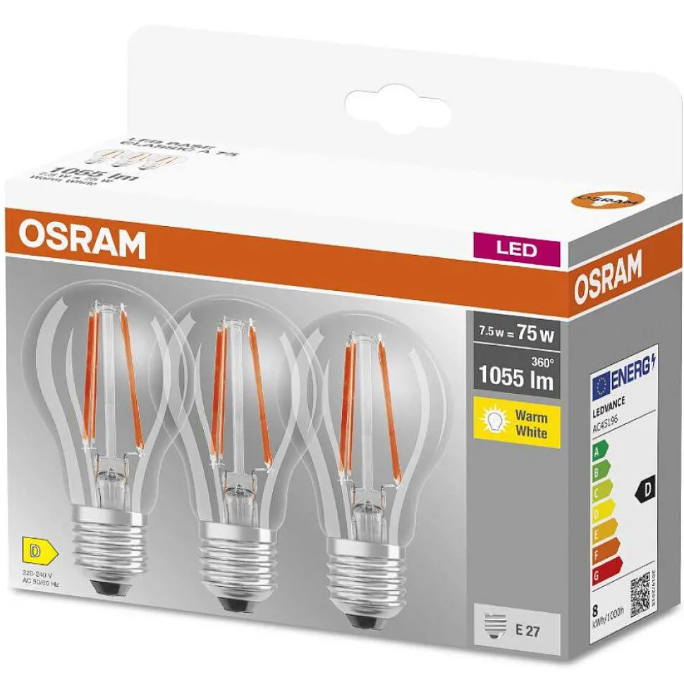 Osram Set De 3 Led E27 7,5 Watt 2700 Kelvin 1055 Lumen