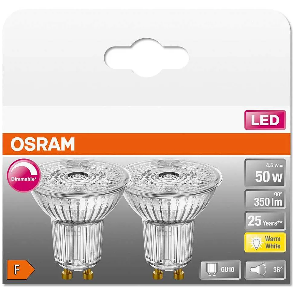 Osram Superstar Lot De 2 Led Gu10 4,5 Watt 2700 Kelvin 350 Lumen