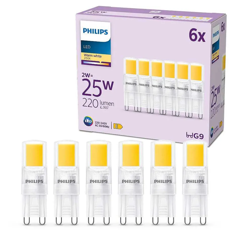Philips Bruleur 6 Pieces Led Gu9 2 Watt 2700 Kelvin 220 Lumen