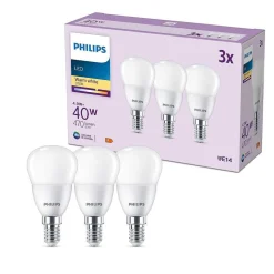 Philips Classic Lot De 3 Led E14 4,9 Watt 2700 Kelvin 470 Lumen