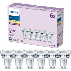 Philips Classic Lot De 6 Led Gu10 4,6 Watt 2700 Kelvin 355 Lumen