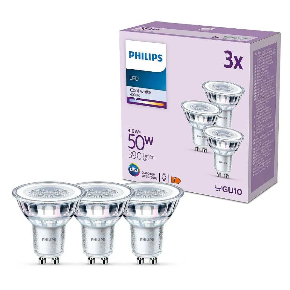 Philips Classic Set De 3 Led Gu10 4,6 Watt 4000 Kelvin 390 Lumen