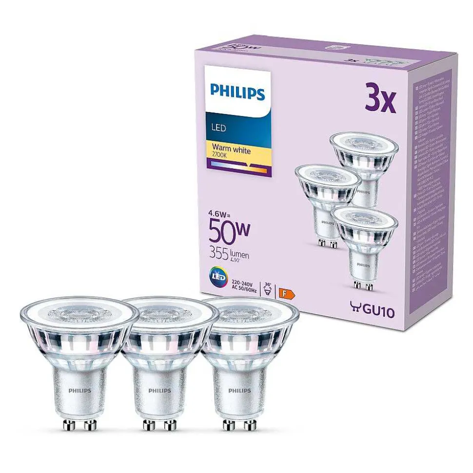 Philips Classic Set De 3 Led Gu10 4,6 Watt 2700 Kelvin 355 Lumen