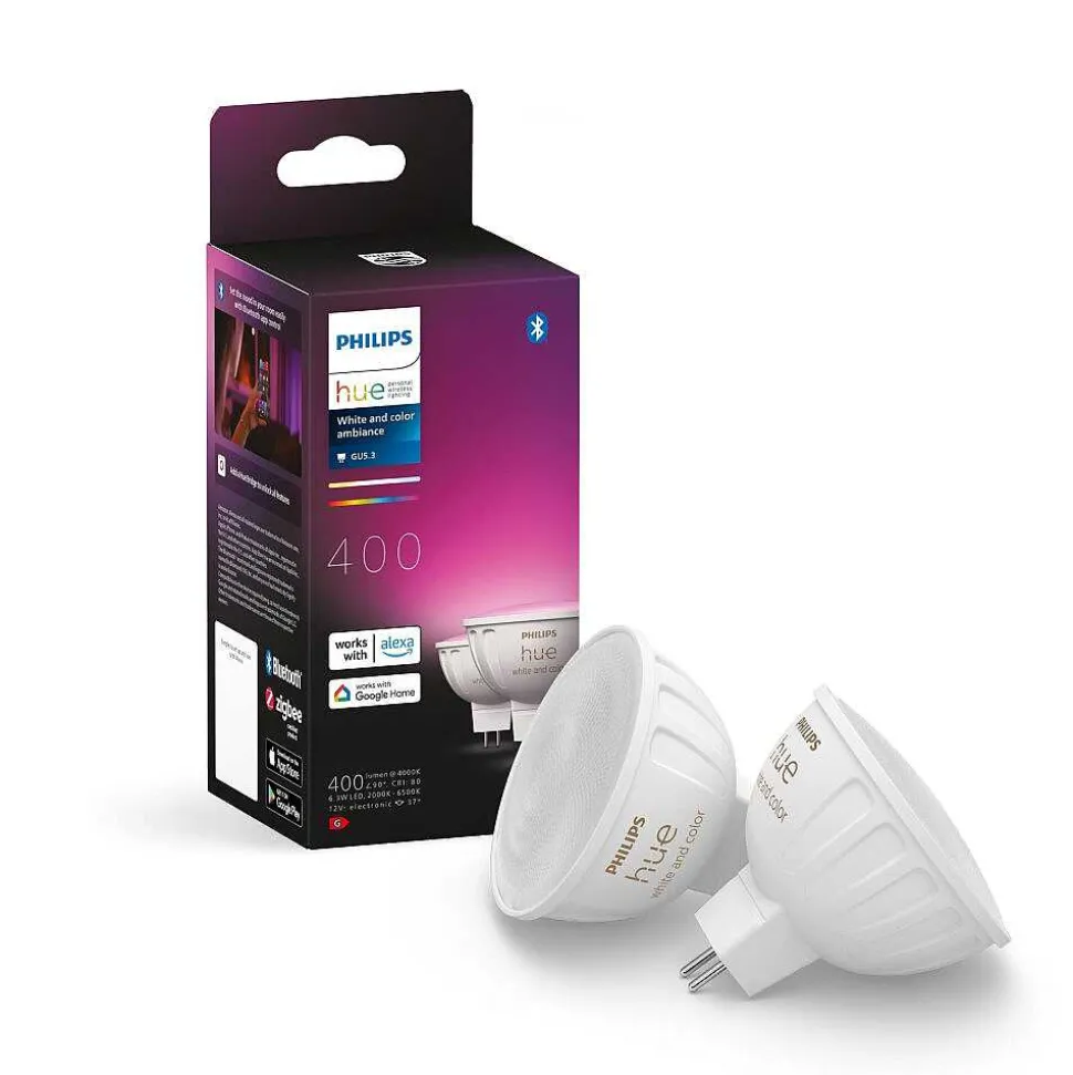 Philips Hue Lot De 2 Led Gu5.3 6,3 Watt 2000-6500 Kelvin 400 Lumen