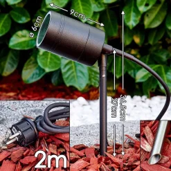 Pique De Terre Froslev Led Noir, 1 Lumiere