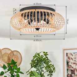 Plafonnier 50 Cm Oravi Noir, 4 Lumieres, Telecommandes