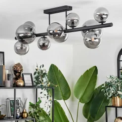 Plafonnier - Verre 10 Cm, 12 Cm, 15 Cm Chehalis Fume, 10 Lumieres