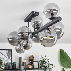 Plafonnier - Verre 10 Cm, 12 Cm, 15 Cm Chehalis Fume, 10 Lumieres