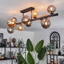 Plafonnier - Verre 10 Cm, 12 Cm, 15 Cm Chehalis Ambre, Fume, 10 Lumieres