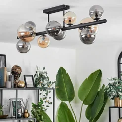 Plafonnier - Verre 10 Cm, 12 Cm, 15 Cm Chehalis Ambre, Fume, 10 Lumieres