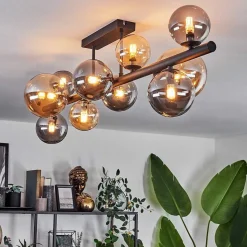 Plafonnier - Verre 10 Cm, 12 Cm, 15 Cm Chehalis Ambre, Fume, 10 Lumieres