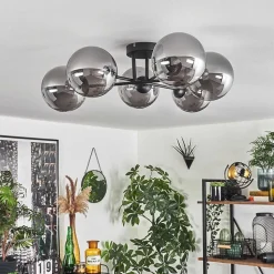 Plafonnier - Verre 15 Cm Chehalis Fume, 6 Lumieres