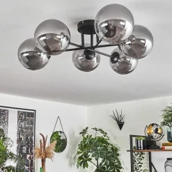 Plafonnier - Verre 15 Cm Chehalis Fume, 6 Lumieres