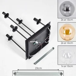 Plafonnier - Verre 15 Cm Gastor Ambre, Clair, Fume, 5 Lumieres