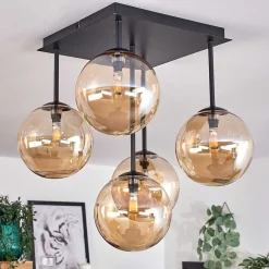 Plafonnier - Verre Chehalis Ambre, 5 Lumieres