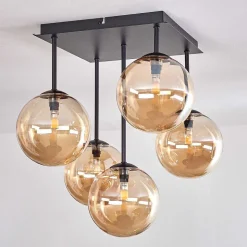 Plafonnier - Verre Chehalis Ambre, 5 Lumieres