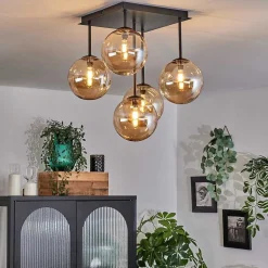 Plafonnier - Verre Chehalis Ambre, 5 Lumieres