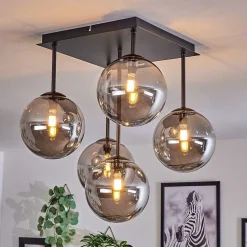 Plafonnier - Verre Chehalis Fume, 5 Lumieres