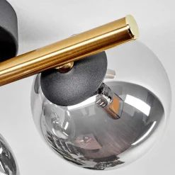 Plafonnier - Verre Chehalis Or, Noir, 3 Lumieres