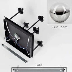 Plafonnier - Verre Chehalis Clair, Fume, 5 Lumieres