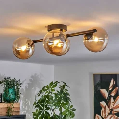 Plafonnier - Verre Chehalis Ambre, 4 Lumieres