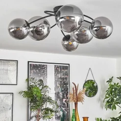 Plafonnier - Verre Chehalis Fume, 6 Lumieres