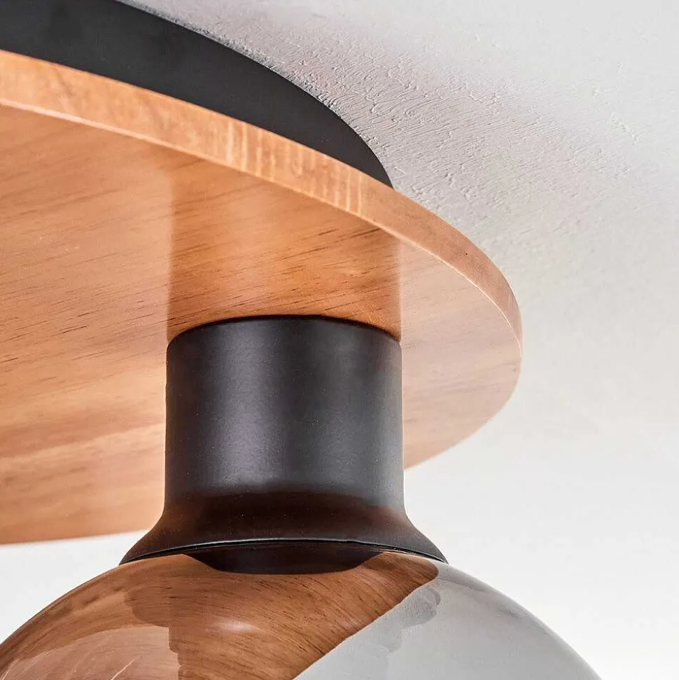 Plafonnier - Verre Koyoto Ecru, Noir, 3 Lumieres