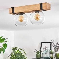 Plafonnier - Verre Montgomery Ecru, Noir, 2 Lumieres