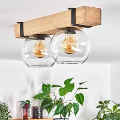 Plafonnier - Verre Montgomery Ecru, Noir, 2 Lumieres