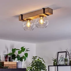 Plafonnier - Verre Montgomery Ecru, Noir, 2 Lumieres