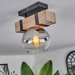 Plafonnier - Verre Montgomery Ecru, Noir, 1 Lumiere